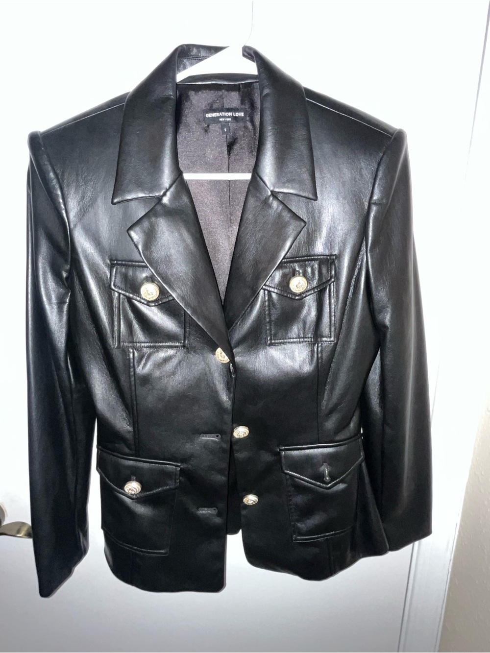 Generation Love Faux Leather Blazer Black Size Small - Picture 4 of 7